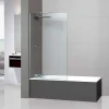 Superban Paroi de baignoire fixe en verre sécurité transparent ép 6mm anti calcaire, L100 x H147 cm, chrome, Mont Blanc CC