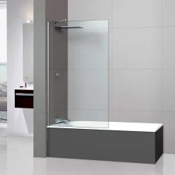 Superban Paroi de baignoire fixe en verre sécurité transparent ép 6mm anti calcaire, L120 x H147 cm, chrome, Mont Blanc CC* Pare-Baignoire