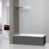 Superban Paroi de baignoire fixe en verre sécurité transparent ép 8mm anti calcaire, L120 x H147 cm, or brossé, Mont Blanc CC