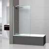 Superban Paroi de baignoire fixe en verre sécurité transparent ép 8mm anti calcaire, L100 x H147 cm, blanc brillant, Mont Blanc CC* Pare-Baignoire