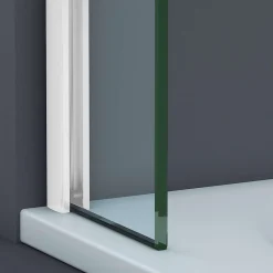 Superban Paroi de baignoire fixe en verre sécurité transparent ép 8mm anti calcaire, L100 x H147 cm, blanc brillant, Mont Blanc CC* Pare-Baignoire