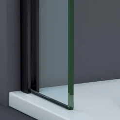 Superban Paroi de baignoire fixe en verre sécurité transparent ép 8mm anti calcaire, L100 x H147 cm, noir mat, Mont Blanc CC