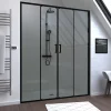 Galedo Paroi de douche à double porte coulissante 160 x 200 cm, profilé noir mat laqué, Factory