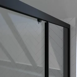 Galedo Paroi de douche à double porte coulissante 140 x 200 cm, profilé noir mat laqué, Factory