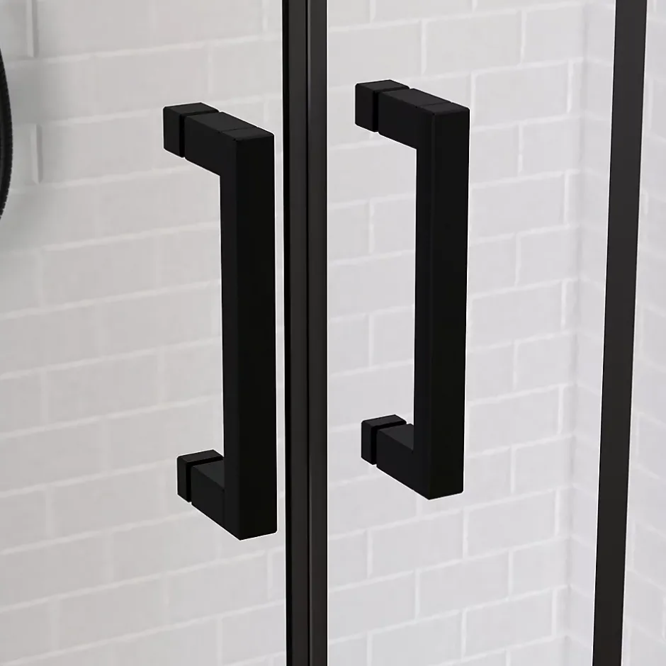 Galedo Paroi de douche à double porte coulissante 140 x 200 cm, profilé noir mat laqué, Factory