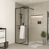 Paroi de douche à l'italienne avec porte-serviettes H.200 x l.90 cm, ép. 6 mm, profilé noir, Galedo Edge