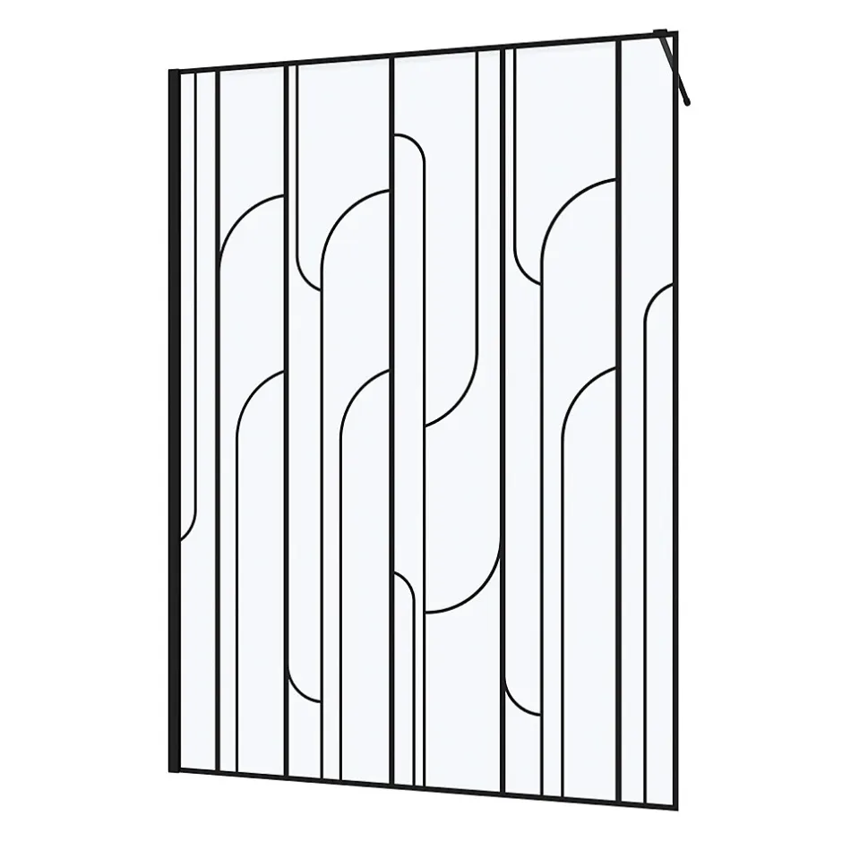 Paroi de douche à l'italienne l.140 x H.195 cm profilés noirs, Galedo Art Déco* Paroi De Douche