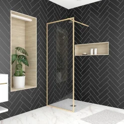 Paroi de douche à l'italienne H.200 x l.80 cm, ép. 6 mm, profilé doré, Galedo Edge