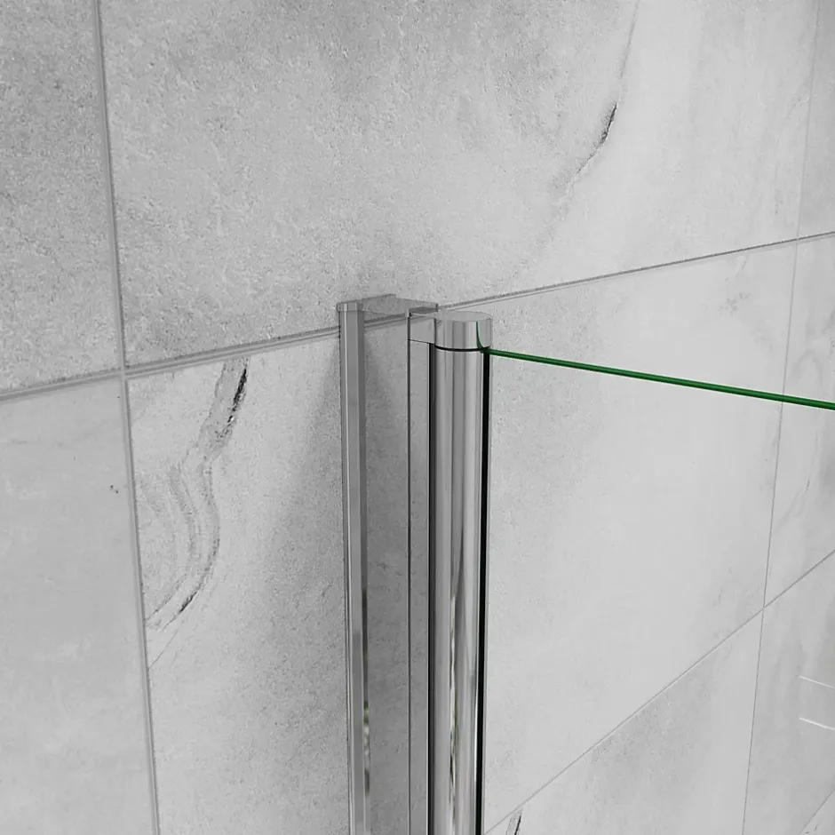AICA Sanitaire Paroi de douche à l'italienne pivotante mural - 8 mm verre anticalcaire, alu chromé - 35x200 cm
