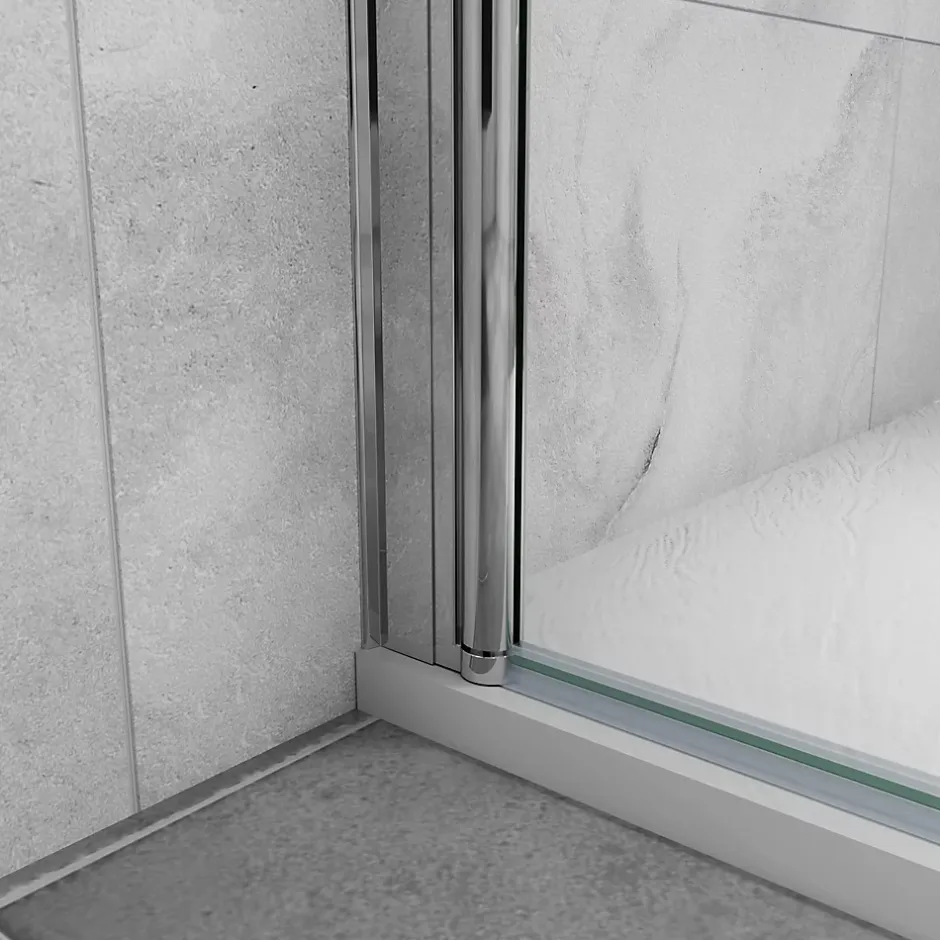 AICA Sanitaire Paroi de douche à l'italienne pivotante mural - 8 mm verre anticalcaire, alu chromé - 35x200 cm