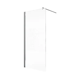 Paroi de douche à l'italienne l.120xH.190cm, Walk In, verre transparent anticalcaire 6mm, décor Galets chromés, profilé chromé, Schulte NewStyle