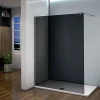AICA Sanitaire Paroi de douche à l'Italienne 120x200cm -8mm verre trempé foncé alu chromé avec barre de fixation 140cm et pince à 360 degré* Paroi De Douche