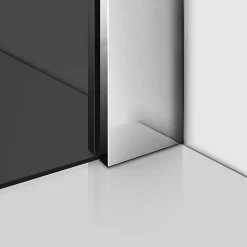 AICA Sanitaire Paroi de douche à l'Italienne 120x200cm -8mm verre trempé foncé alu chromé avec barre de fixation 140cm et pince à 360 degré* Paroi De Douche