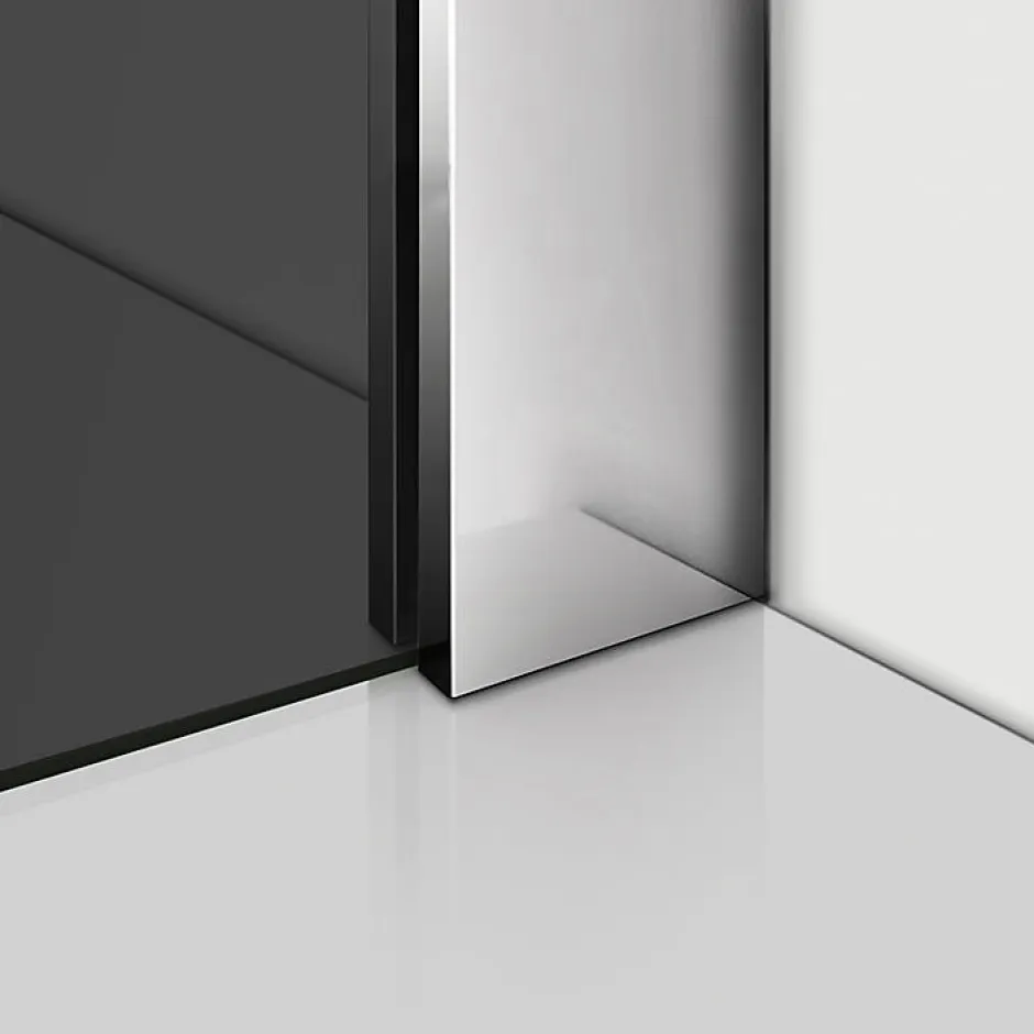 AICA Sanitaire Paroi de douche à l'Italienne 120x200cm -8mm verre trempé foncé alu chromé avec barre de fixation 140cm et pince à 360 degré* Paroi De Douche