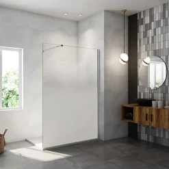 AICA Sanitaire Paroi de douche à l'italienne 90x200cm Modèle Brume, avec barre de stabilisation 73-120cm en carré Paroi latérale fixe* Paroi De Douche