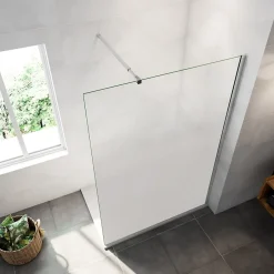 AICA Sanitaire Paroi de douche à l'italienne 90x200cm Modèle Brume, avec barre de stabilisation 73-120cm en carré Paroi latérale fixe* Paroi De Douche