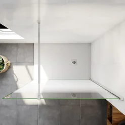 AICA Sanitaire Paroi de douche à l'italienne 90x200cm Modèle Brume, avec barre de stabilisation 73-120cm en carré Paroi latérale fixe* Paroi De Douche
