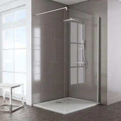Paroi de douche à l'italienne l.120 x H.200 cm, Walk In, verre transparent anticalcaire, profilé chromé, Schulte Masterclass Espace 8 T* Paroi De Douche