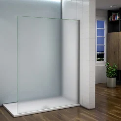 AICA Sanitaire Paroi de douche à l'italienne dépolie - Profilé en alu chromé - paroi fixe sablé - 8mm verre anticalcaire - 120x200cm