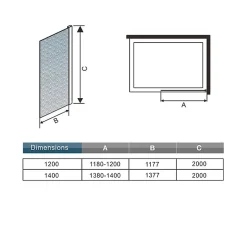 AICA Sanitaire Paroi de douche à l'italienne dépolie - Profilé en alu chromé - paroi fixe sablé - 8mm verre anticalcaire - 120x200cm