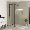 Paroi de douche à l'italienne et volet noir Galedo Dark Edge transparent 90+40cm