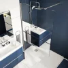 Paroi de douche à l'italienne fixe l.80 x H.195 cm, bandes miroir, profilés alu chrome, GoodHome Ledava