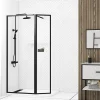 Paroi de douche à l'italienne fixe + volet pivotant 80+40 x 200 cm, noir mat, Galedo Dark Edge Shelf