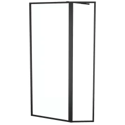 Paroi de douche à l'italienne fixe + volet pivotant 80+40 x 200 cm, noir mat, Galedo Dark Edge Shelf