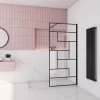 Paroi de douche à l'italienne 70x200cm avec barre de fixation carrée 90cm,8mm verre anticalcaire,style atelier - Noir mat