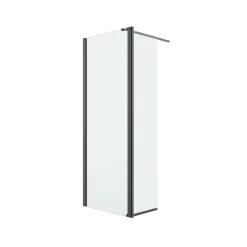 Paroi de douche à l'italienne fixe avec volet l.80+45 x H.195 cm, verre transparent, profilés alu noir, GoodHome Ledava* Paroi De Douche