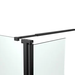 Paroi de douche à l'italienne fixe avec volet l.80+45 x H.195 cm, verre transparent, profilés alu noir, GoodHome Ledava* Paroi De Douche