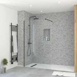 Paroi de douche à l'italienne H.195 x l.120 cm, ép. 5 mm, profilé noir, Galedo Essentiel