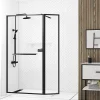 Paroi de douche à l'italienne fixe + volet pivotant 90+40 x 200 cm, noir mat, Galedo Dark Edge Shelf* Paroi De Douche