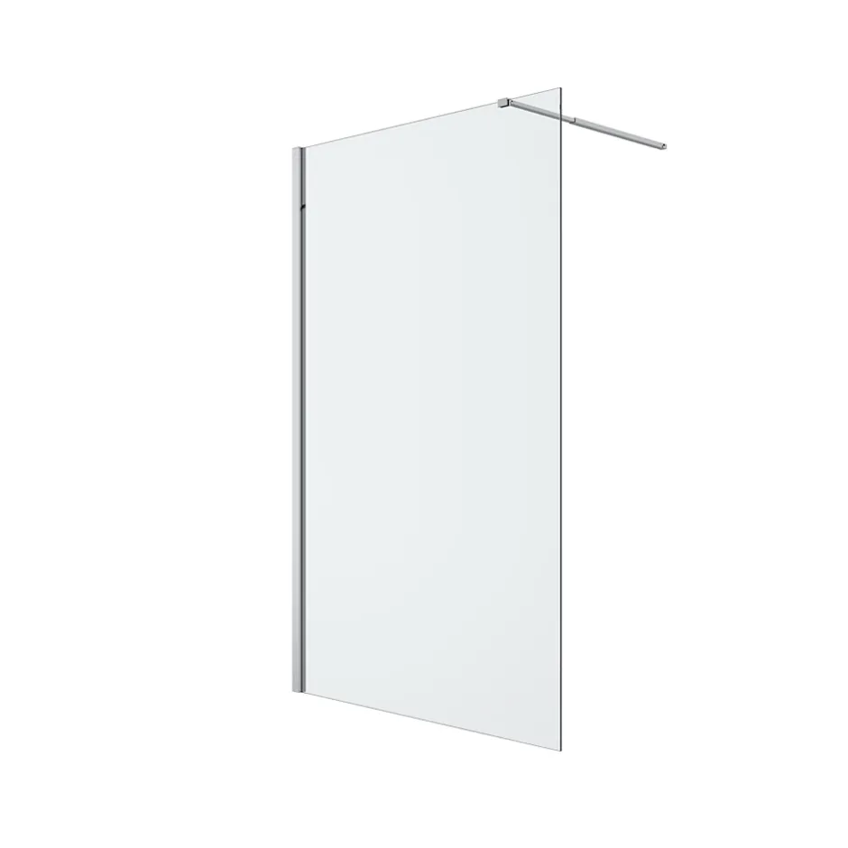 Paroi de douche à l'italienne fixe l.120 x H.195 cm, verre transparent 8mm, profilés alu chrome, GoodHome Ledava* Paroi De Douche