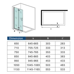 Paroi de douche à l'italienne chrome L115 x H185cm style atelier,pivotante et pliante,6mm verre anticalcaire* Paroi De Douche