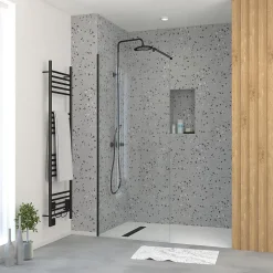 Paroi de douche à l'italienne H.195 x l.80 cm, ép. 5 mm, profilé noir, Galedo Essentiel* Paroi De Douche