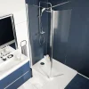 Paroi de douche à l'italienne fixe avec volet l.80+45 x H.195 cm, verre transparent, profilés alu chrome, GoodHome Ledava* Paroi De Douche