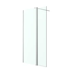 Paroi de douche à l'italienne fixe avec volet l.80+45 x H.195 cm, verre transparent, profilés alu chrome, GoodHome Ledava* Paroi De Douche