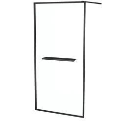 Paroi de douche à l'italienne fixe 100 x 200 cm, noir mat, Galedo Dark Edge Shelf* Paroi De Douche