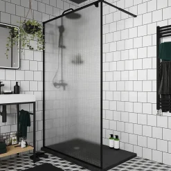 Paroi de douche à l'italienne GoodHome Ezili gaufré profilé noir 120 cm
