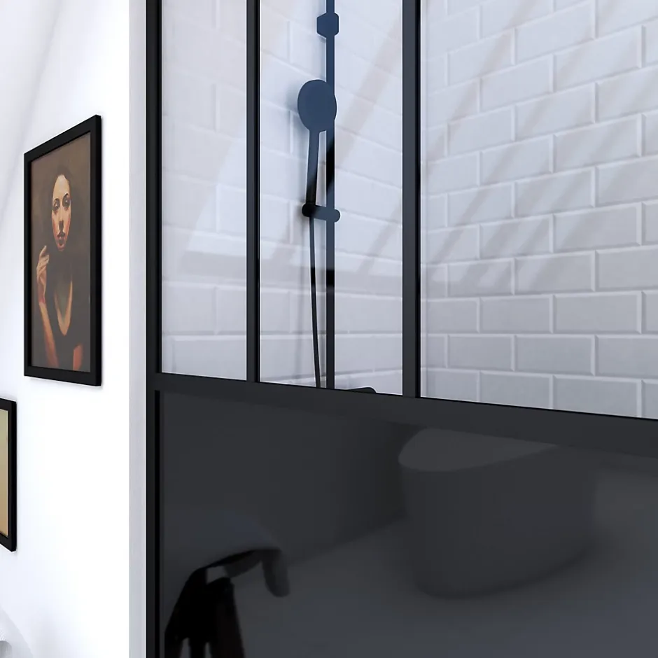 Paroi de douche à l'italienne Galedo Black Indus transparent 100cm* Paroi De Douche