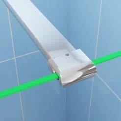 Paroi de douche à l'italienne Chrome 140x200cm - 8mm verre anticalcaire + Barre de fixation 90cm + Étagère de Douche 140cm alu