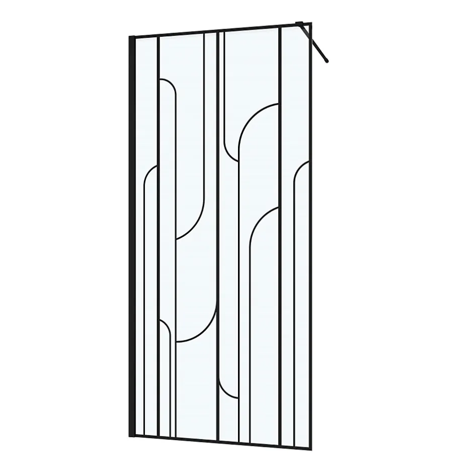 Paroi de douche à l'italienne l.90 x H.195 cm profilés noirs, Galedo Art Déco
