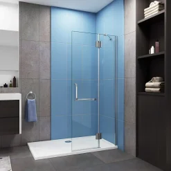 Paroi de douche à l'italienne pivotante chrome 120x190cm style atelier,8mm verre anticalcaire avec Porte Serviette Intégré* Paroi De Douche