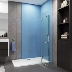 Paroi de douche à l'italienne pivotante chrome 120x190cm style atelier,8mm verre anticalcaire avec Porte Serviette Intégré* Paroi De Douche