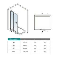 Paroi de douche à l'italienne pivotante chrome 120x190cm style atelier,8mm verre anticalcaire avec Porte Serviette Intégré* Paroi De Douche