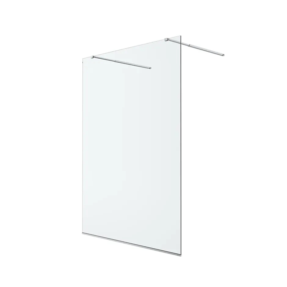Paroi de douche à l'italienne centrale l.140 x 195 cm, profilés alu finition chrome, GoodHome Ledava* Paroi De Douche