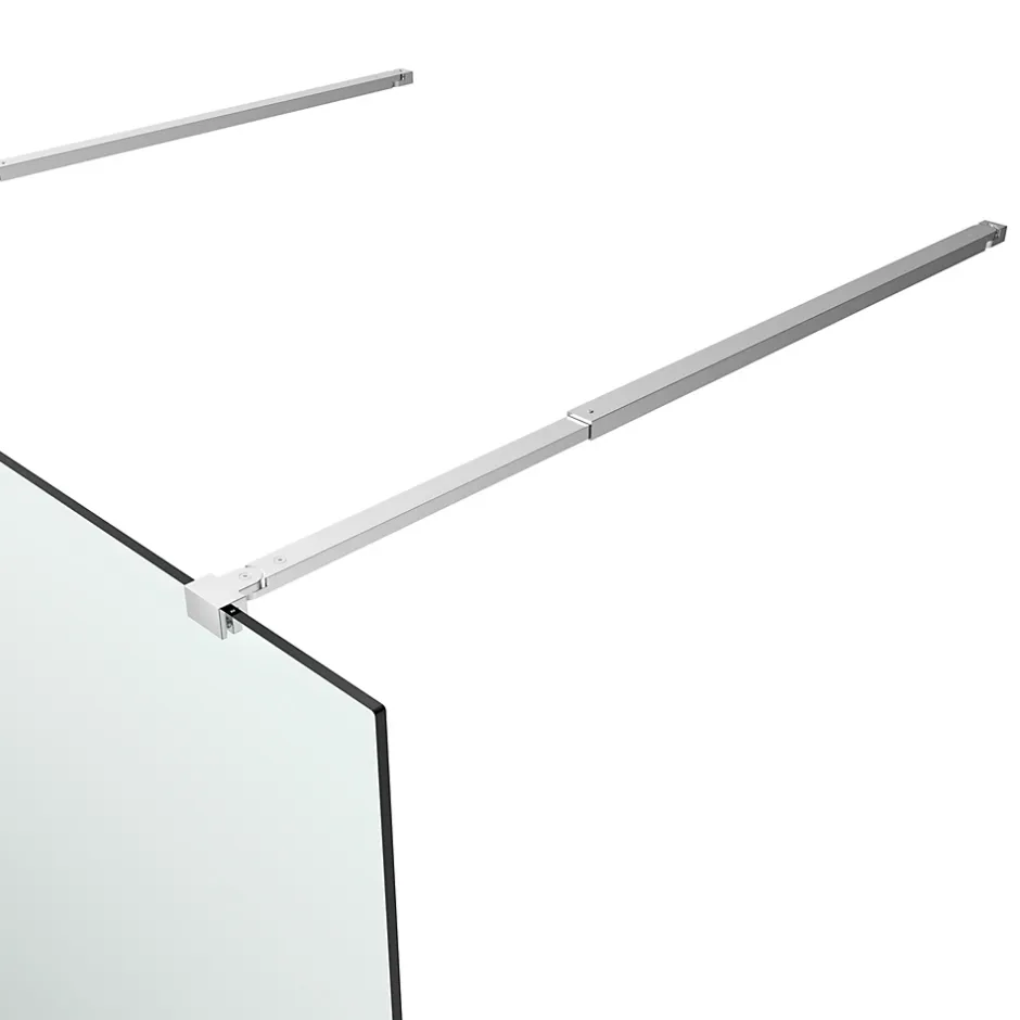 Paroi de douche à l'italienne centrale l.140 x 195 cm, profilés alu finition chrome, GoodHome Ledava* Paroi De Douche