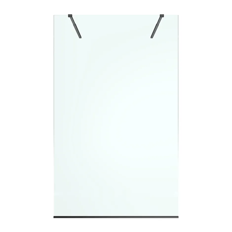 Paroi de douche à l'italienne centrale l.120 x 195 cm, profilés alu noir mat, GoodHome Ledava