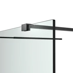 Paroi de douche à l'italienne centrale l.120 x 195 cm, profilés alu noir mat, GoodHome Ledava